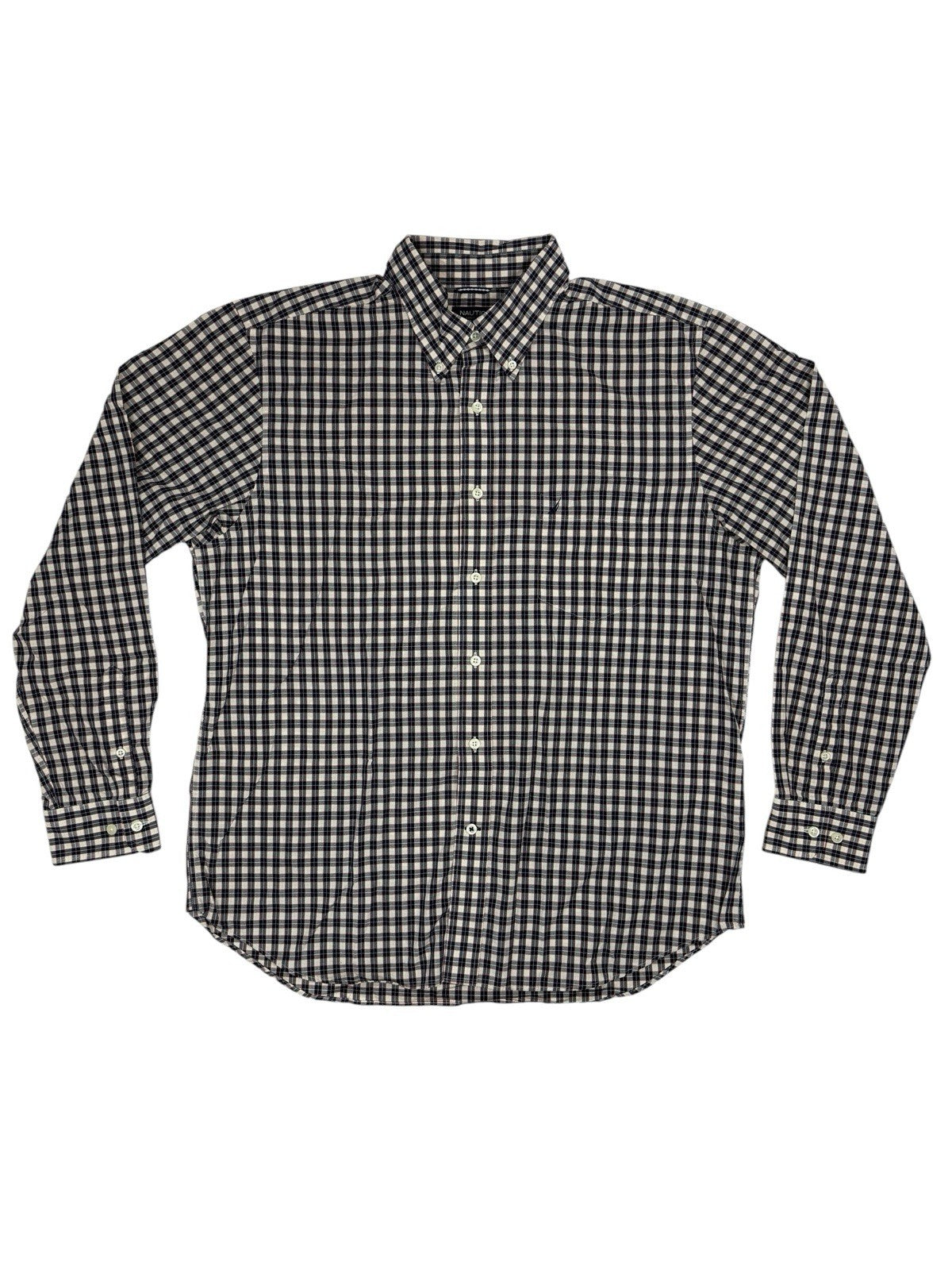 Nautica Retro Multicoloured Plaid Cotton Collared Shirt XL