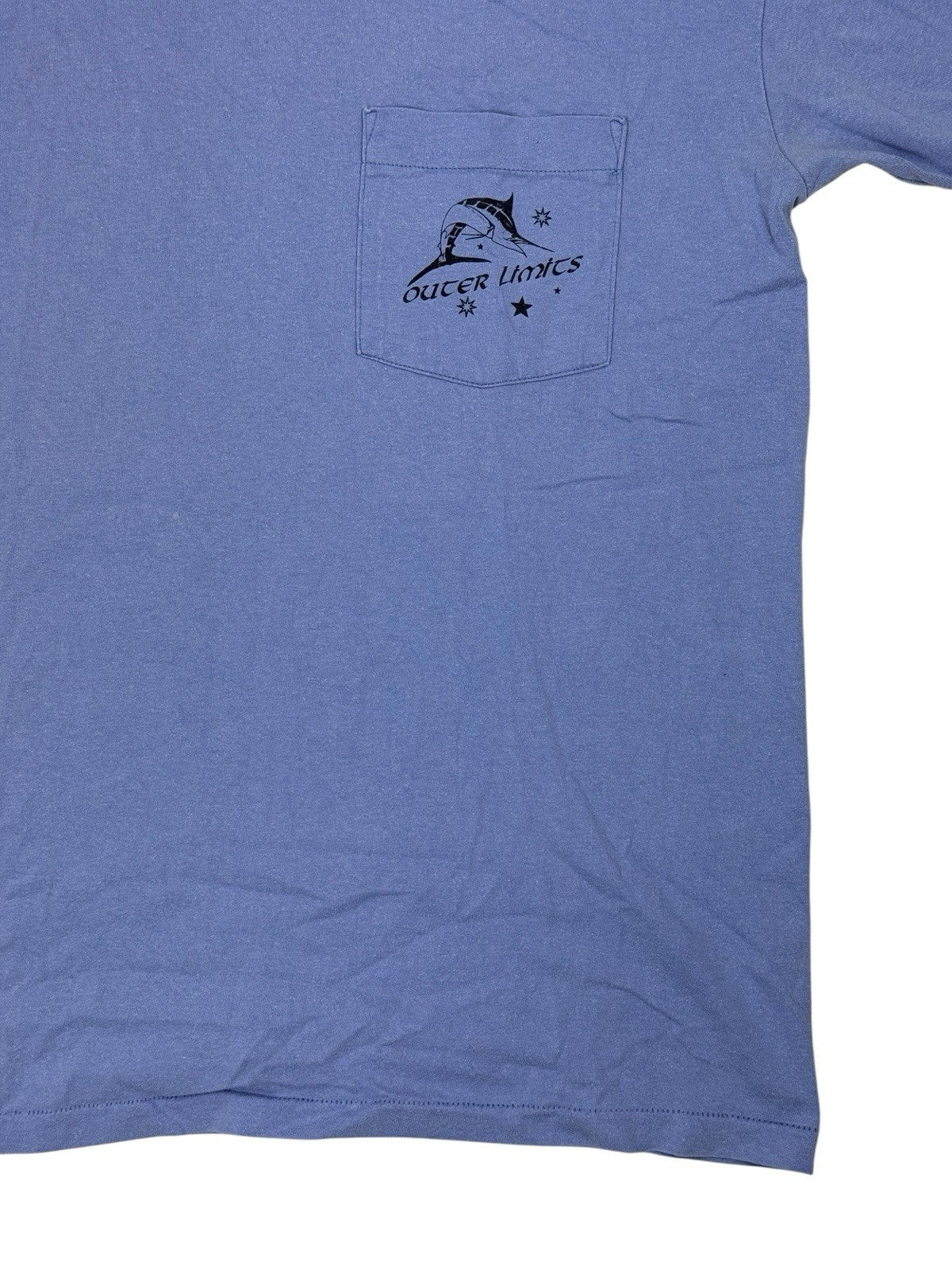 Vintage American Purple Graphic Print Sports Fishing Cotton Top Large