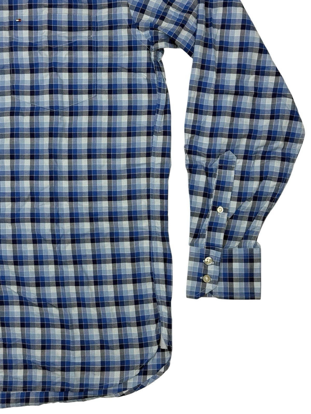 Tommy Hilfiger Blue Plaid Collared Shirt Medium