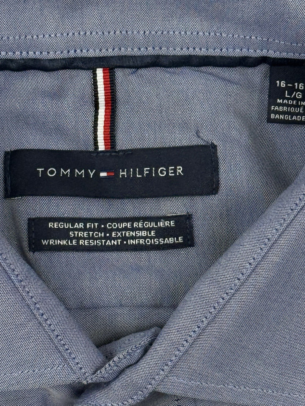 Tommy Hilfiger Blue Regular Fit Short Sleeve Collared Shirt Large