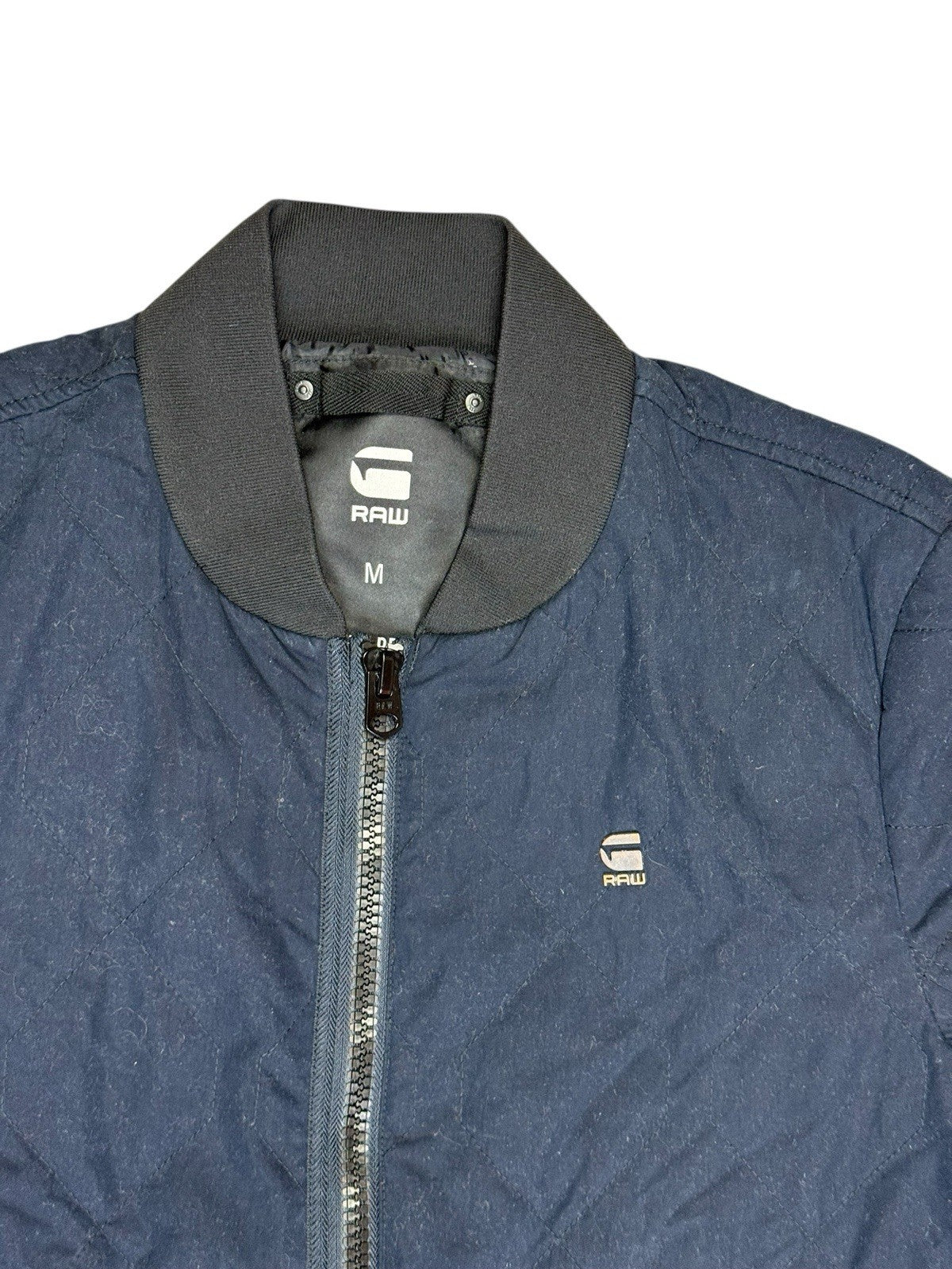 G Start Raw Blue Quilted Zip Bomber Jacket Medium