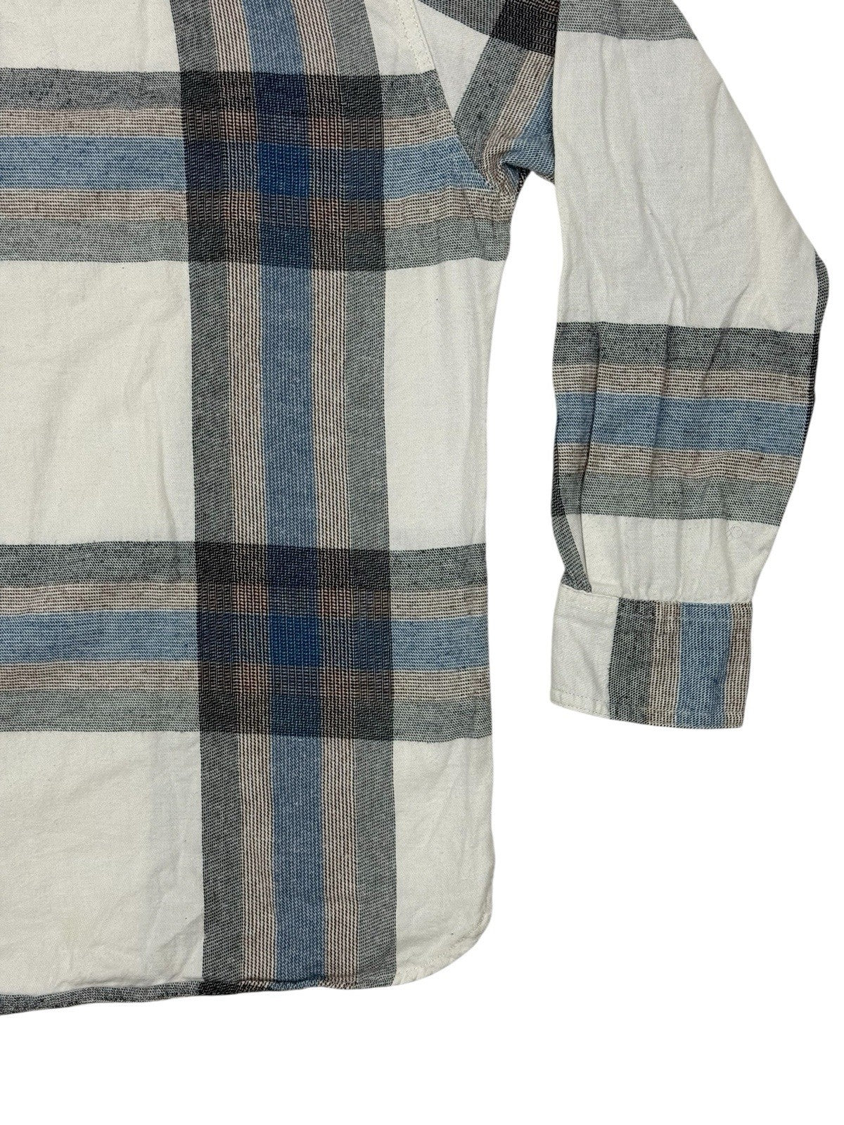 Levi's White Plaid Cotton Collared Shirt Medium