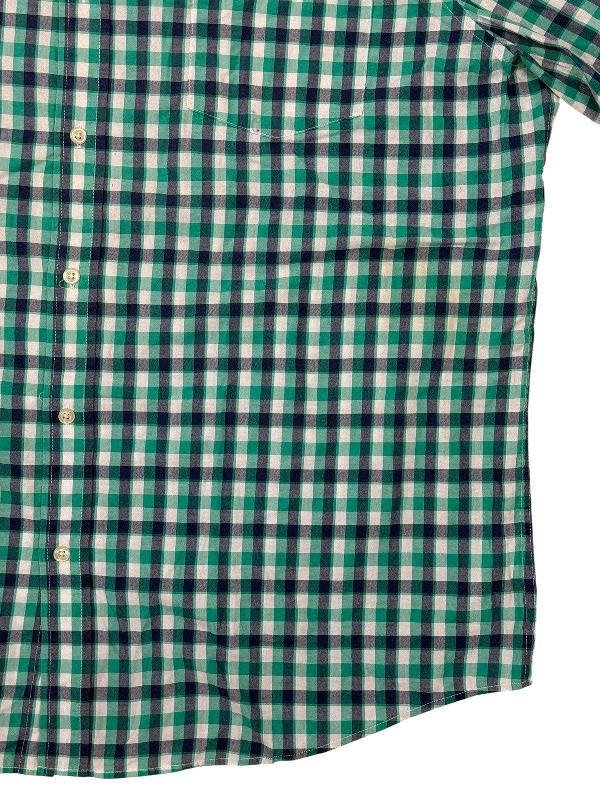 Chaps Green Check Easy Care Short Sleeve Collared Shirt 2XL