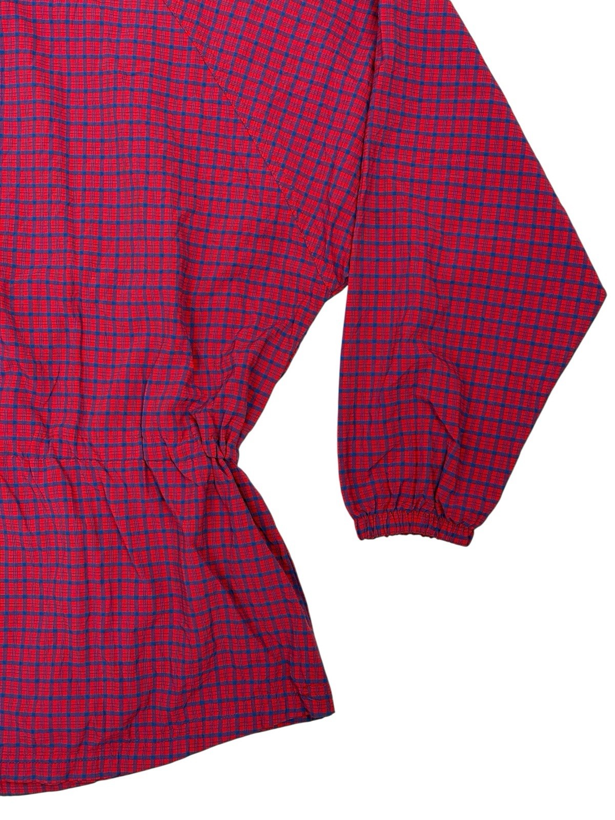 LL Bean Vintage Red Plaid Pullover Hooded Poncho Large