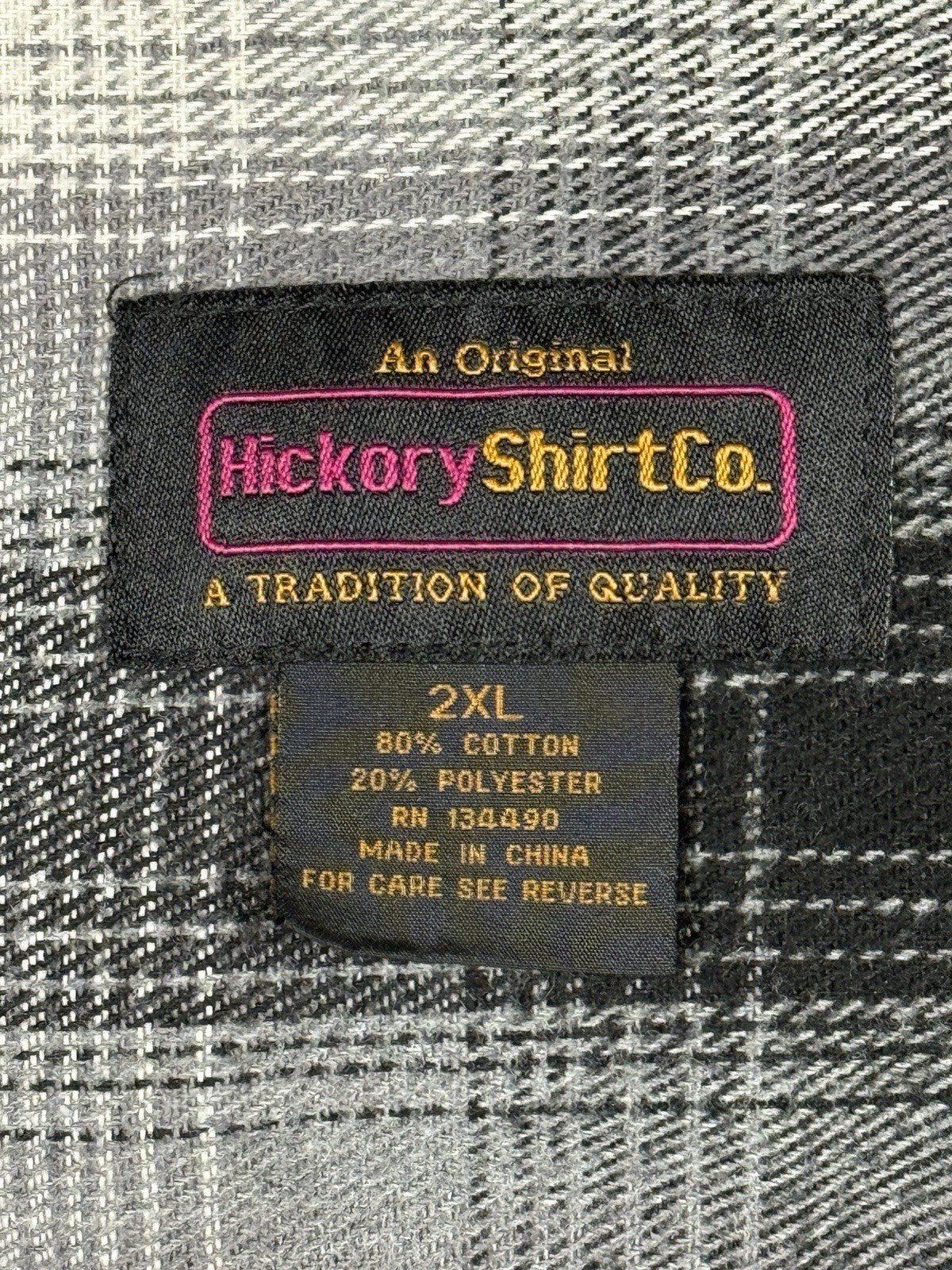 Hickory Shirt Retro Grey Plaid Pearl Snap Western Shirt 2XL