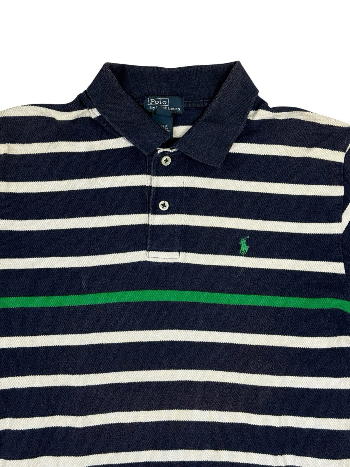 Polo Ralph Lauren Blue Striped Polo Top Size Large (16/18)