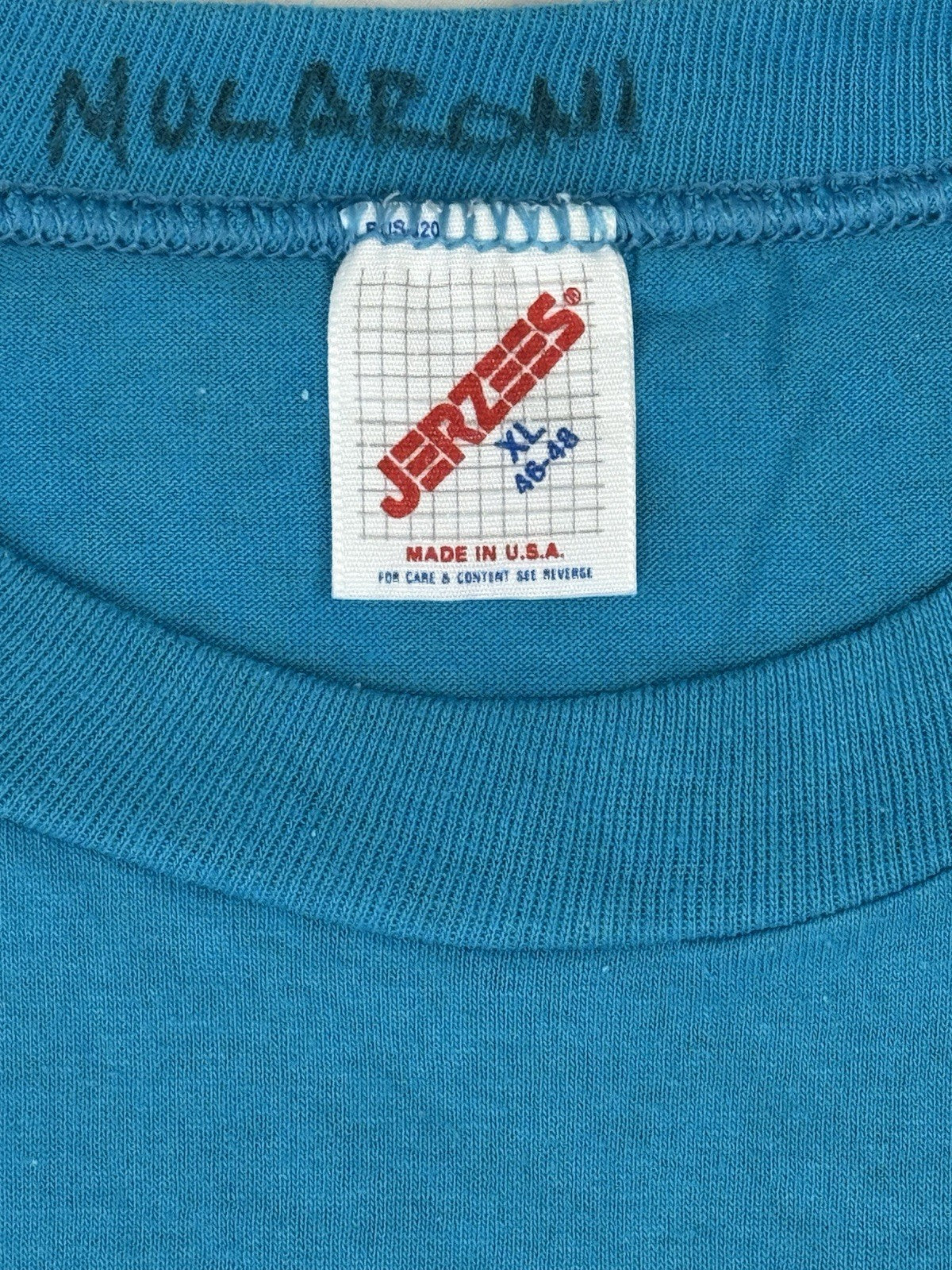 Jerzees Vintage Blue Printed 90's Tile Company Top XL