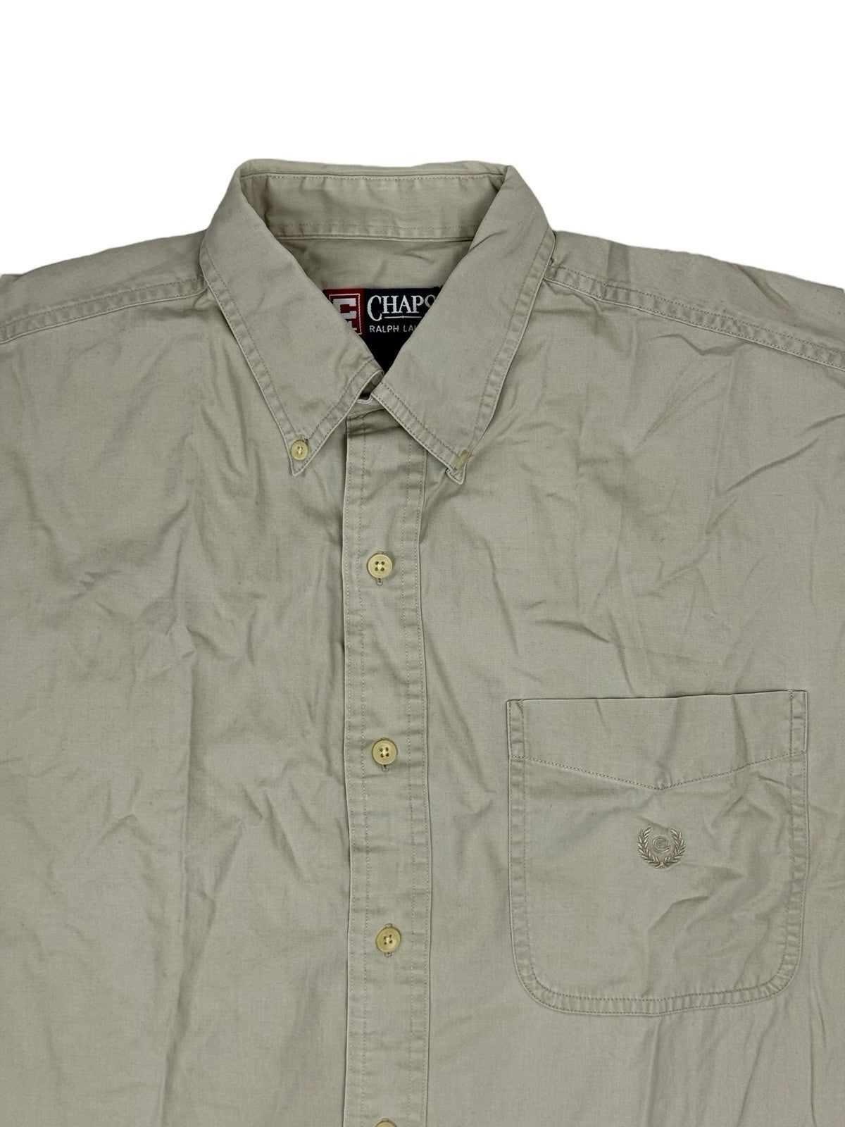 Chaps Ralph Lauren Retro Beige Cotton Shirt Medium