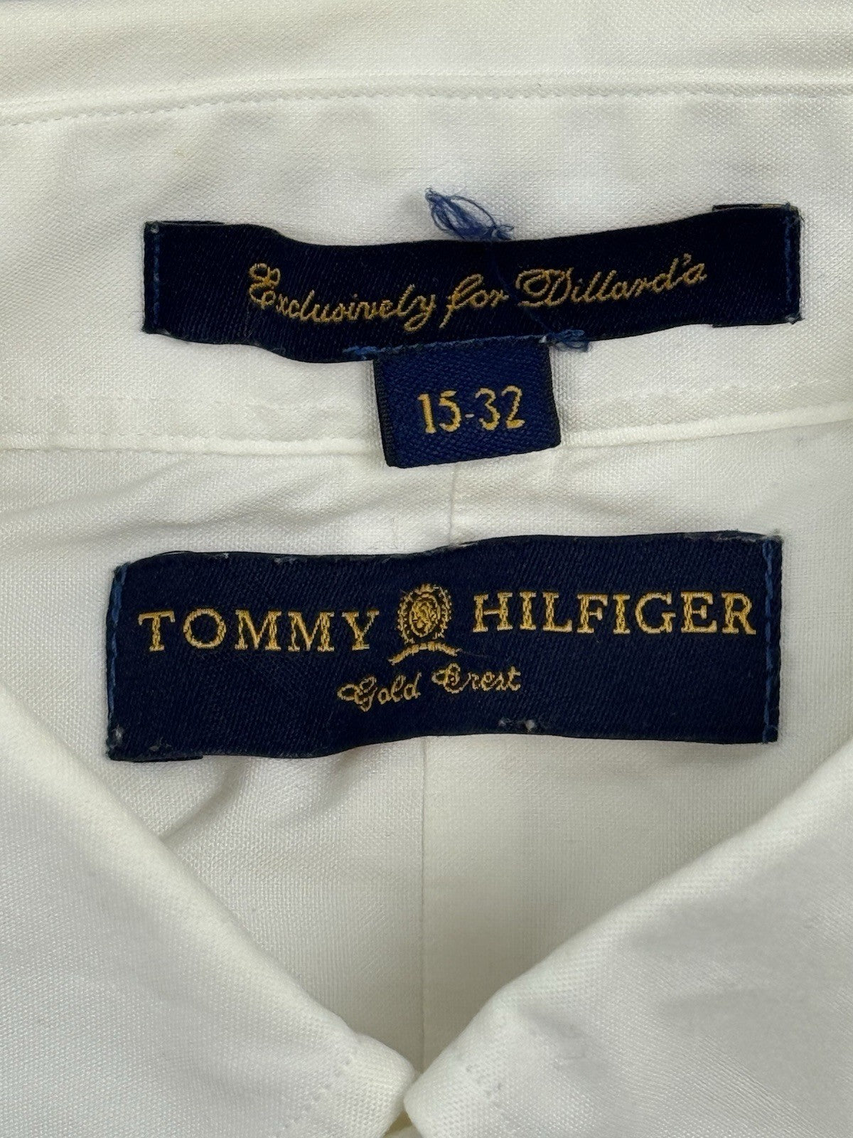 Tommy Hilfiger Vintage White Gold Crest Shirt Medium (15" Collar)