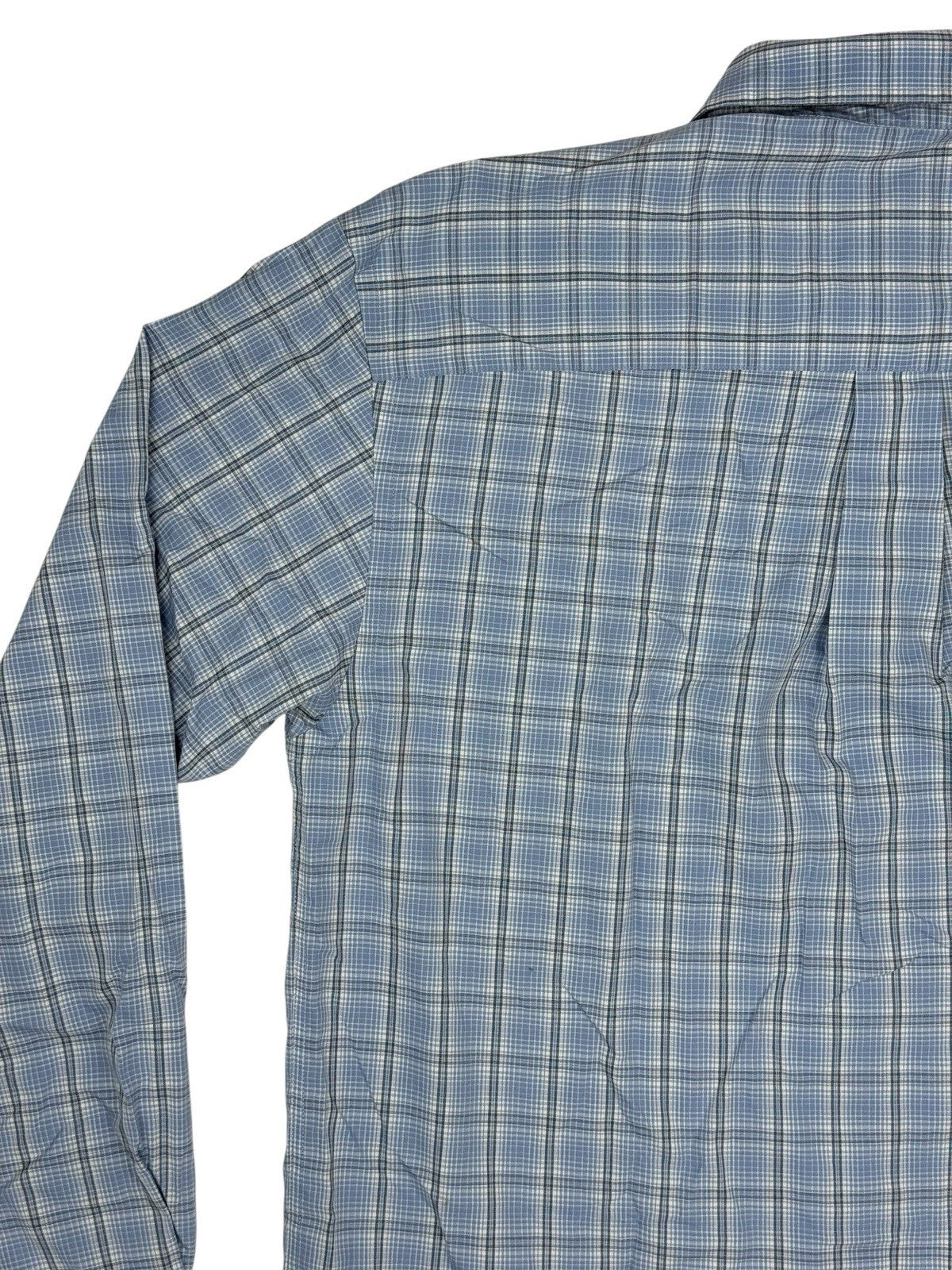 Eddie Bauer Retro Blue Plaid Cotton Collared Shirt Large Tall Fit