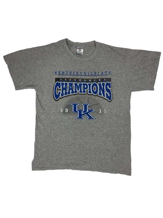 Retro Grey Kentucky Wildcats 2011 Champions Printed Top Medium