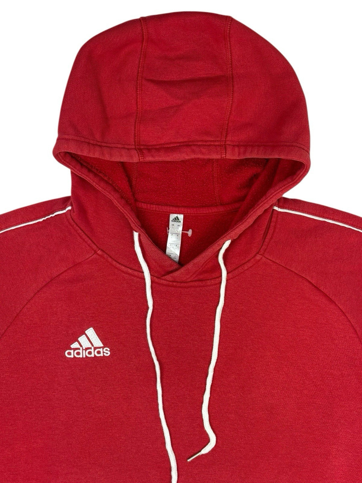 Adidas Red Embroidered Pinstripe Hoodie Large