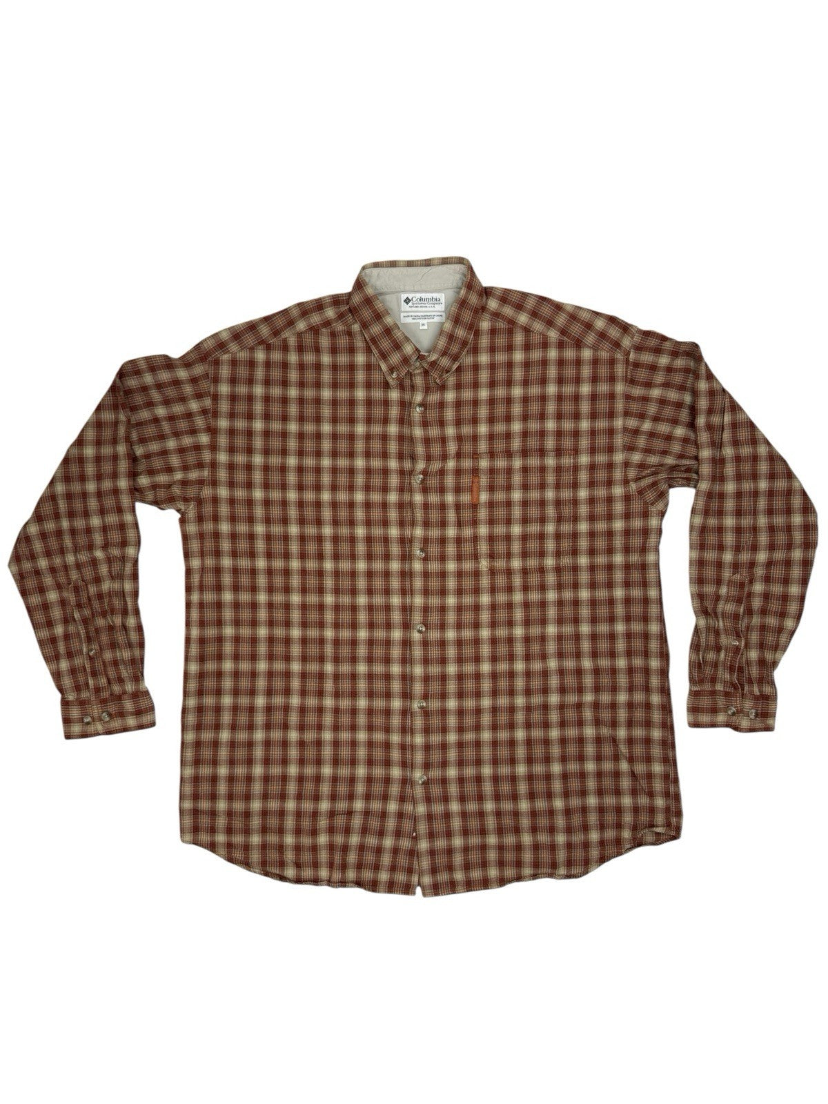 Columbia Red Check Cotton Collared Shirt 2XL