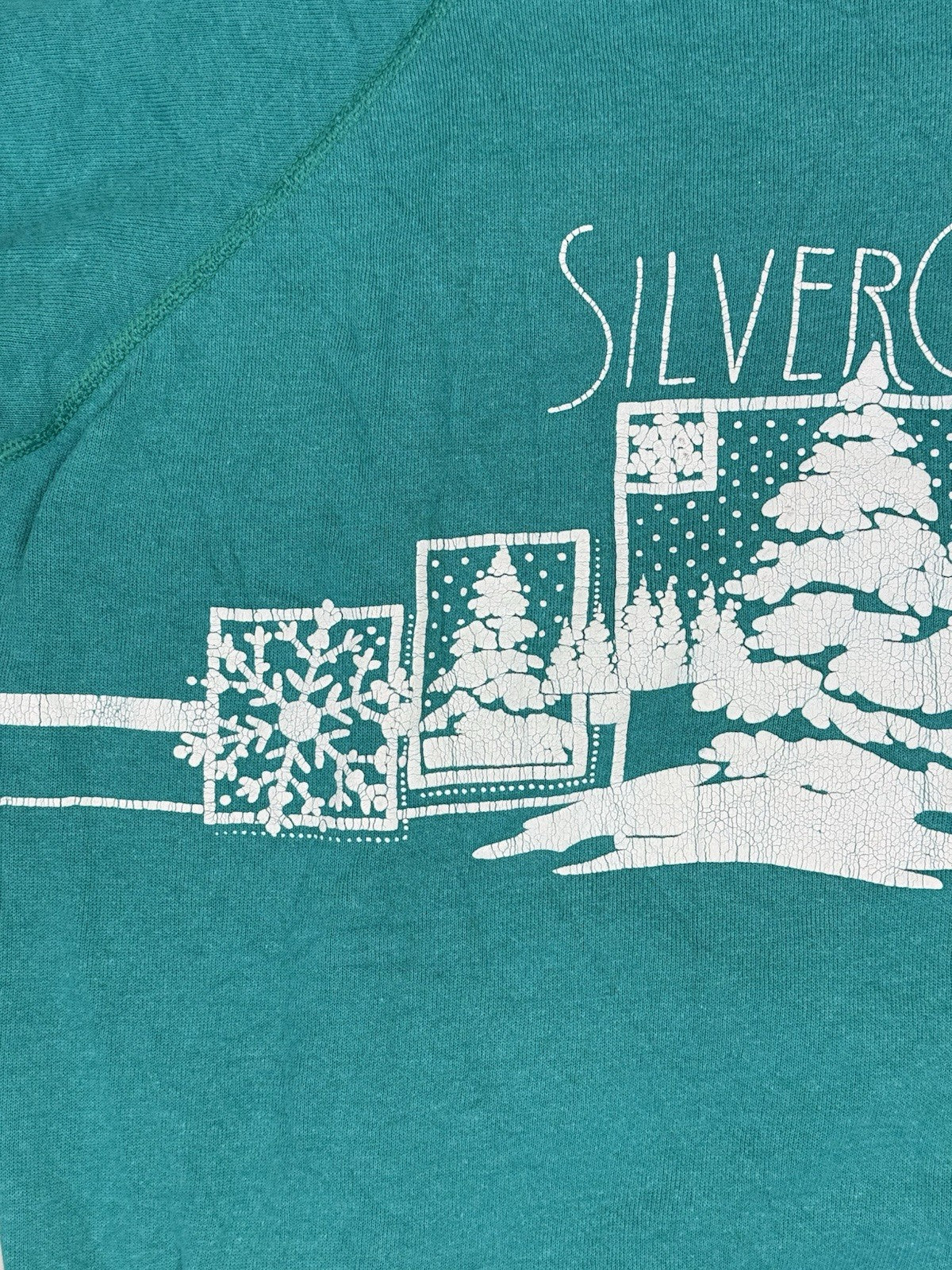 Vintage Green Printed Christmas Graphic Jumper XL