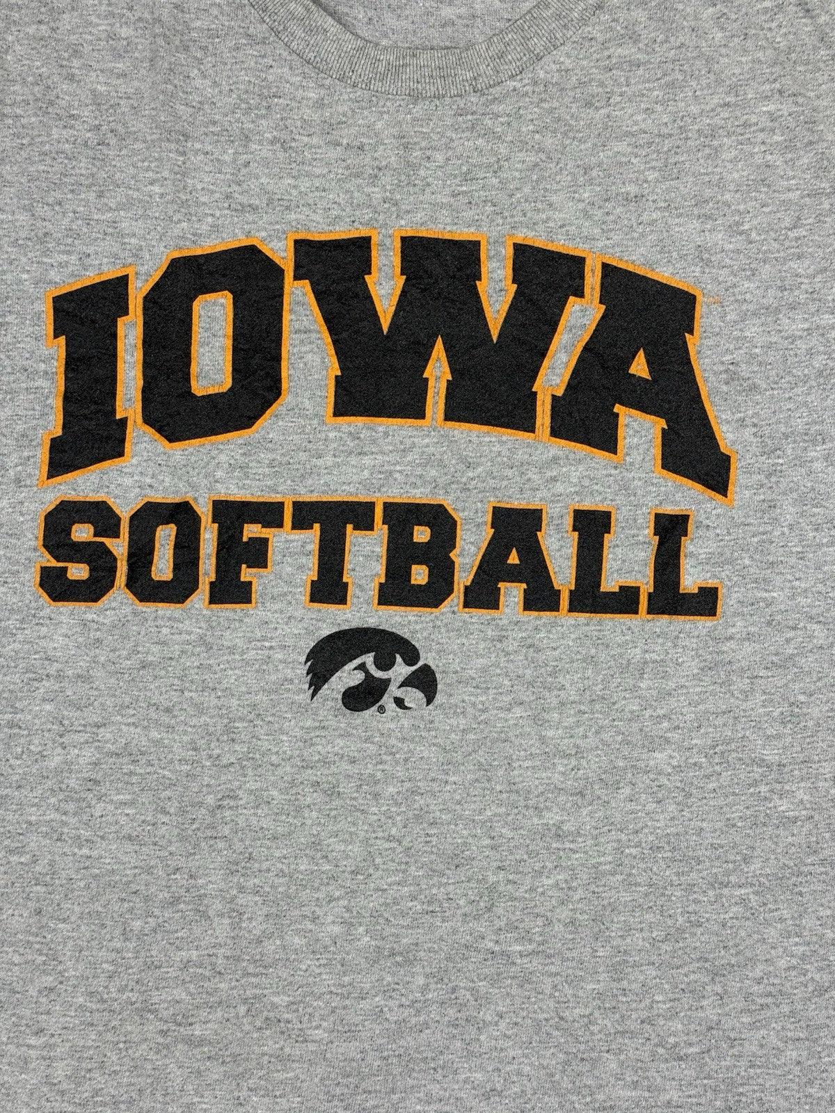 University of Iowa Hawkeyes Grey Softball Printed Top Medium
