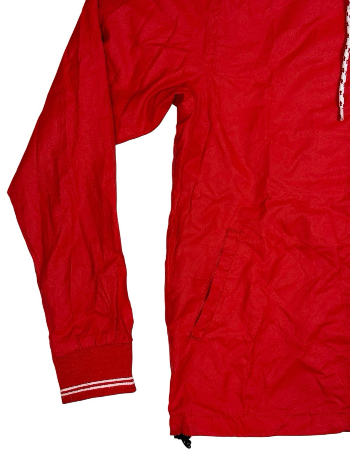 DC Red Hooded Zip Rain Jacket Small