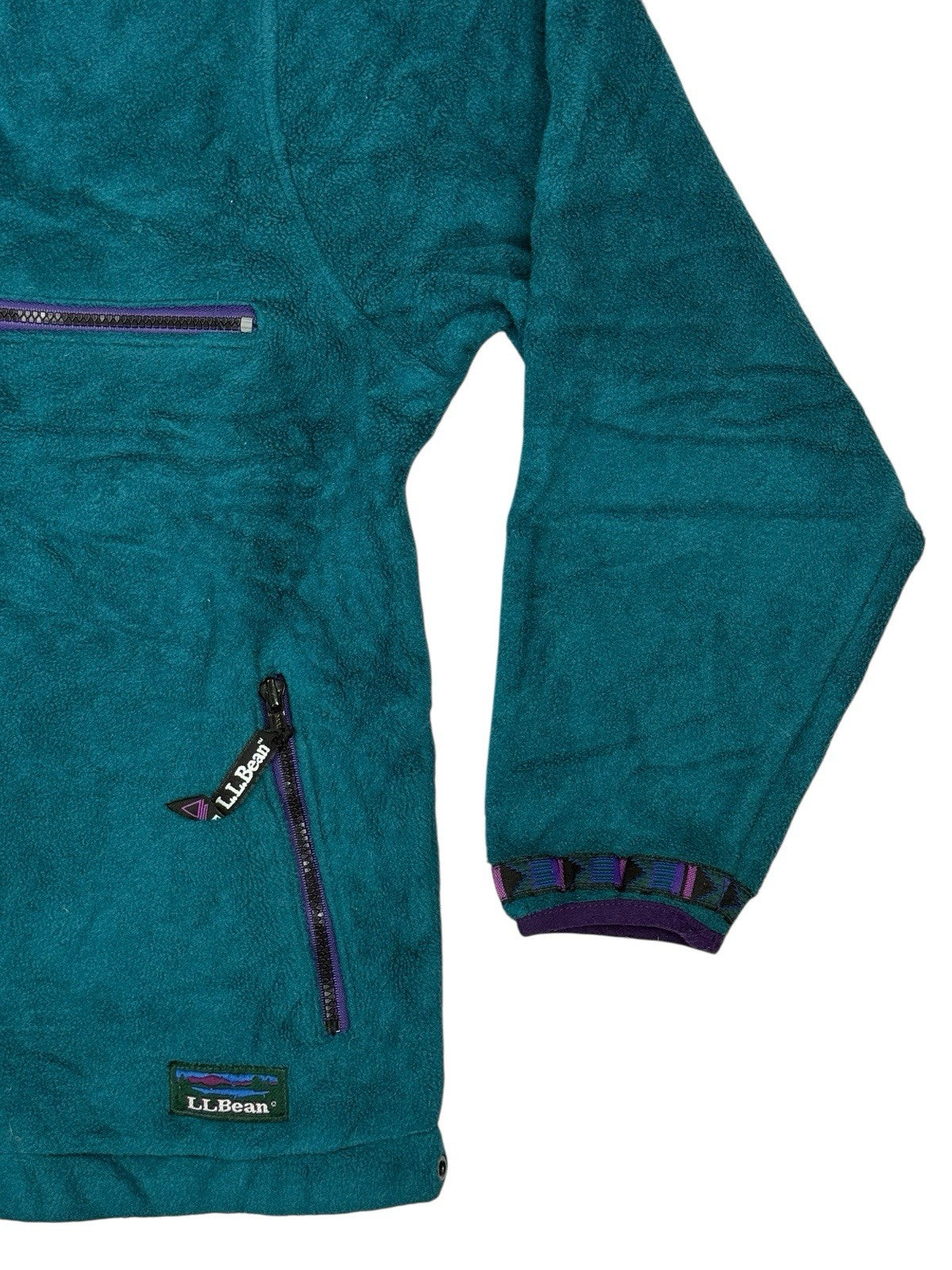 LL Bean Vintage Green Polartec Fleece Zip Jacket Medium