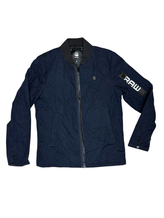 G Start Raw Blue Quilted Zip Bomber Jacket Medium