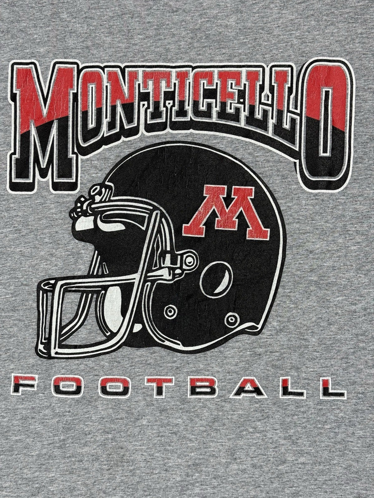 Retro Monticello American Football Printed School Sports Top XL