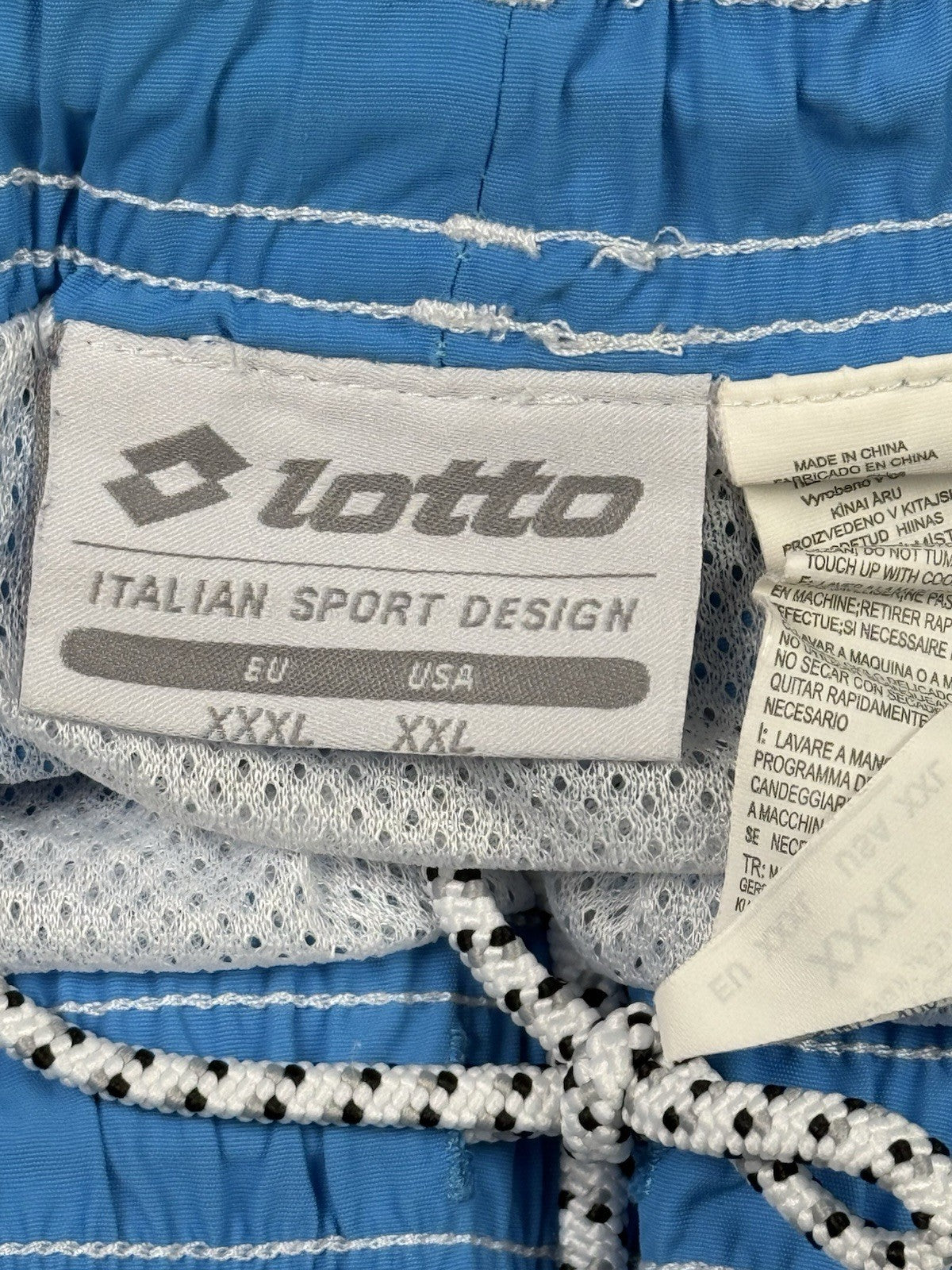 Lotto Retro Y2K Blue Mesh Web Lined Swim Short Trunks 3XL