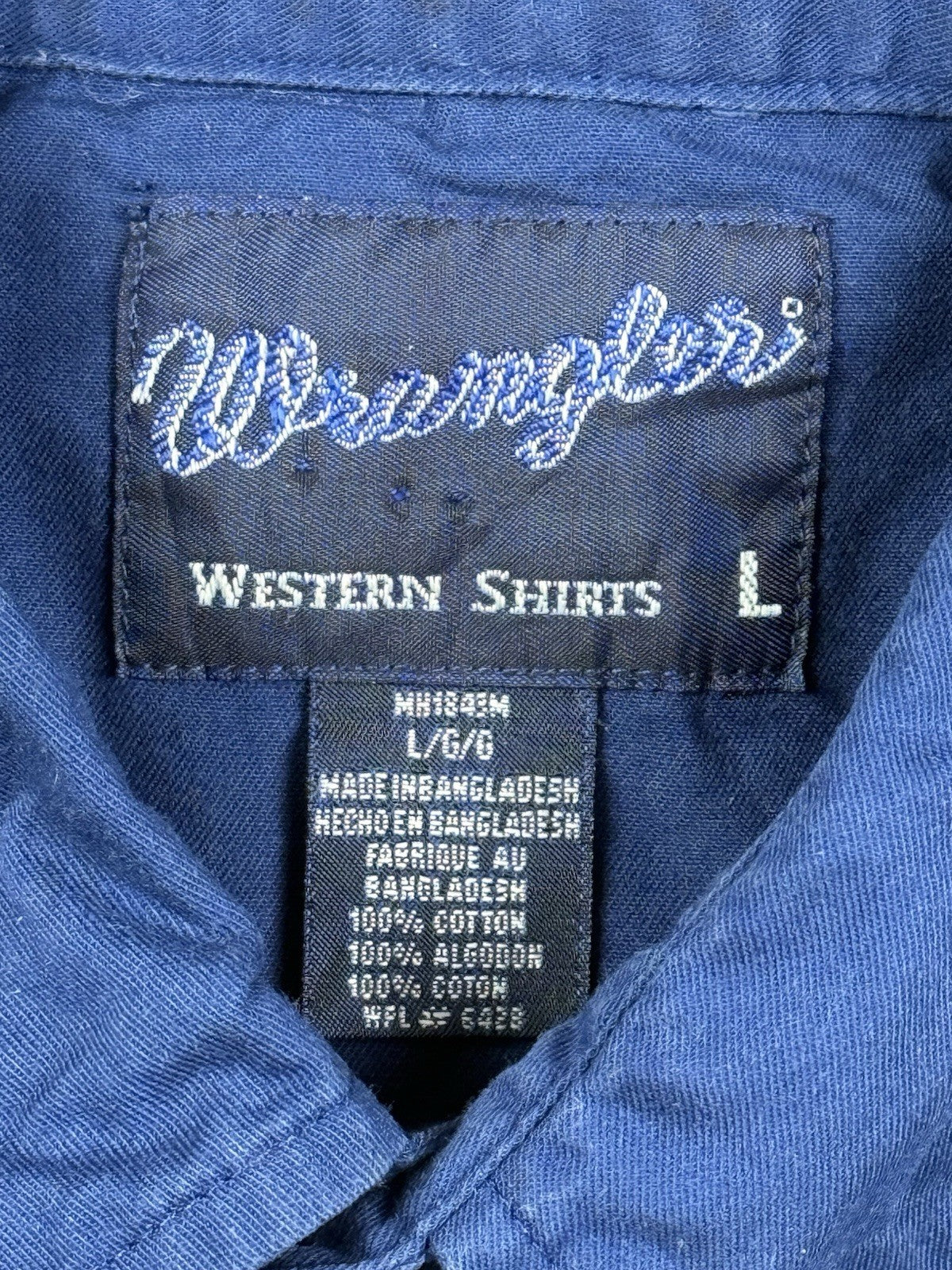 Wrangler Vintage 90's Blue Pearl Snap Short Sleeve Western Cowboy Shirt Large