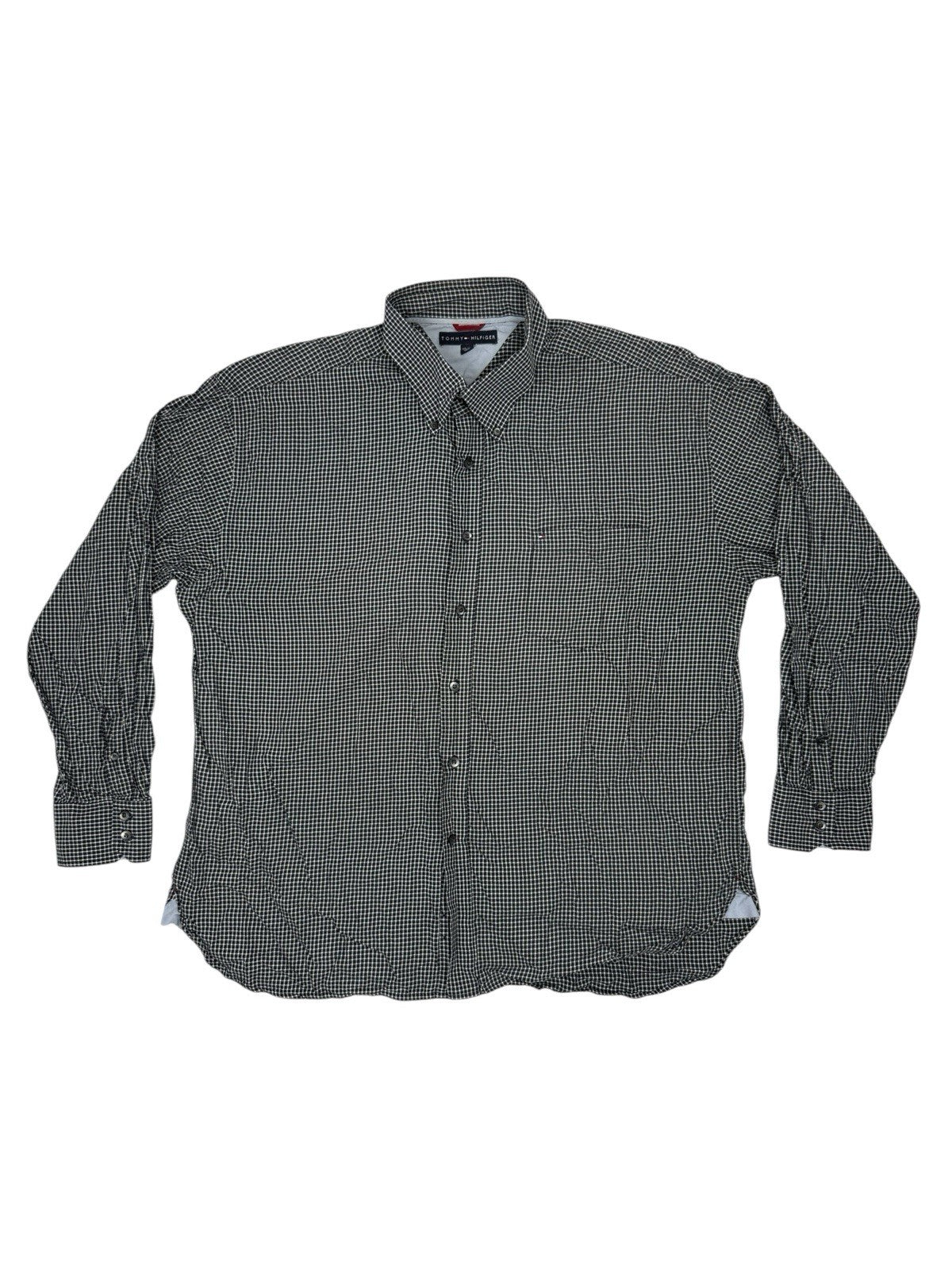 Tommy Hilfiger Black Check Collared Shirt 2XL