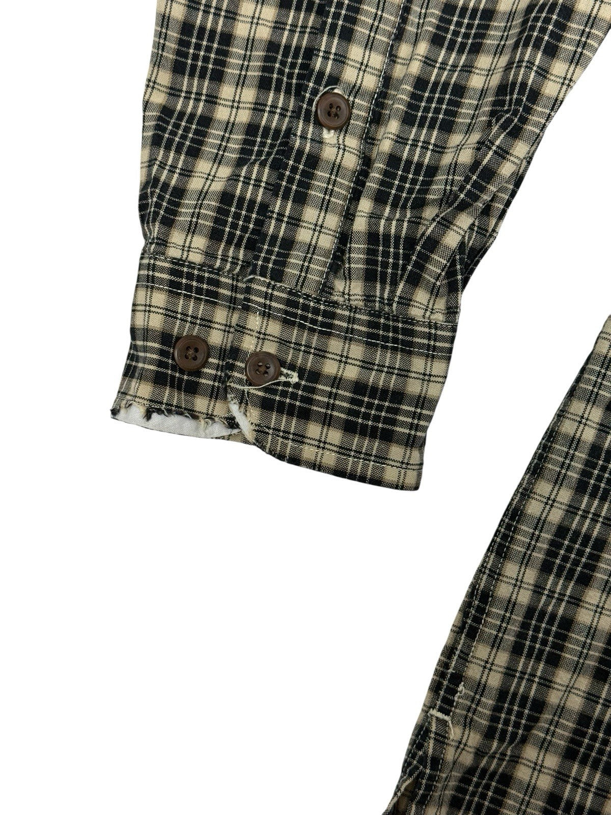 Tommy Hilfiger Retro Beige Plaid Cotton Shirt Medium