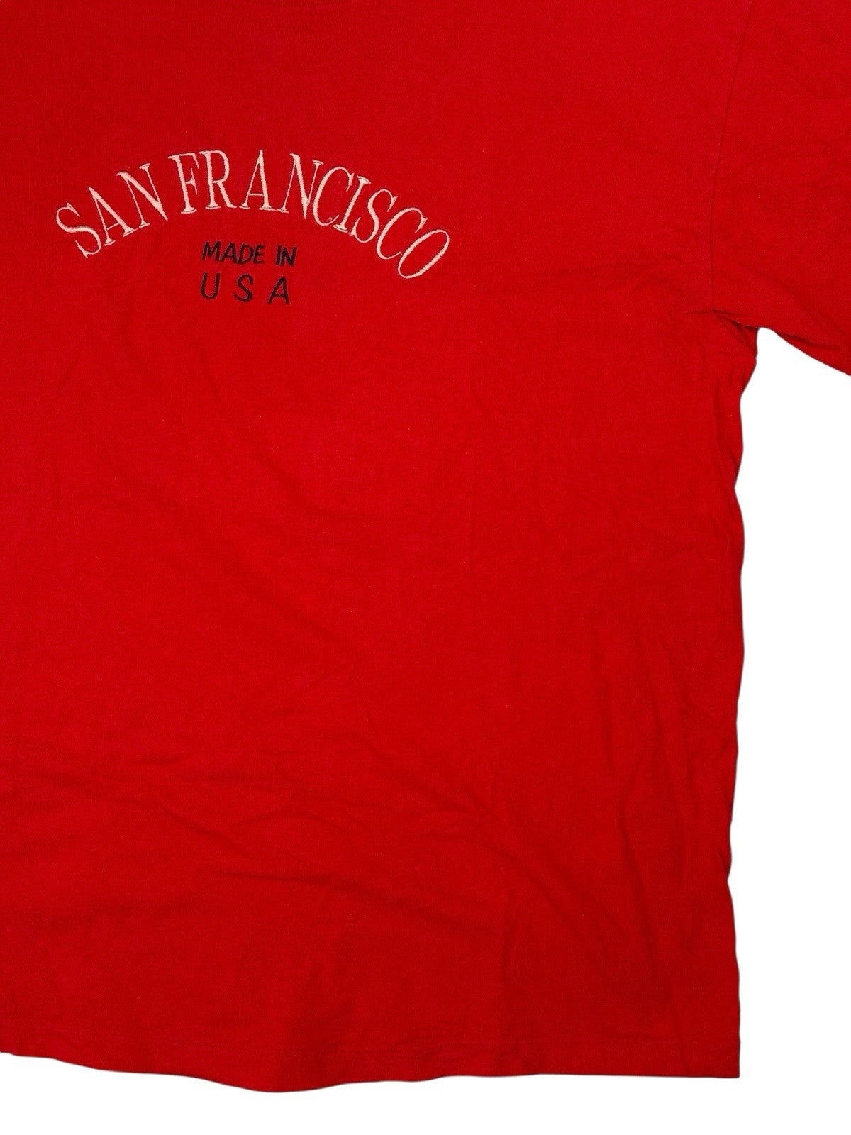 Vintage Red Cotton Embroidered San Francisco Top XL