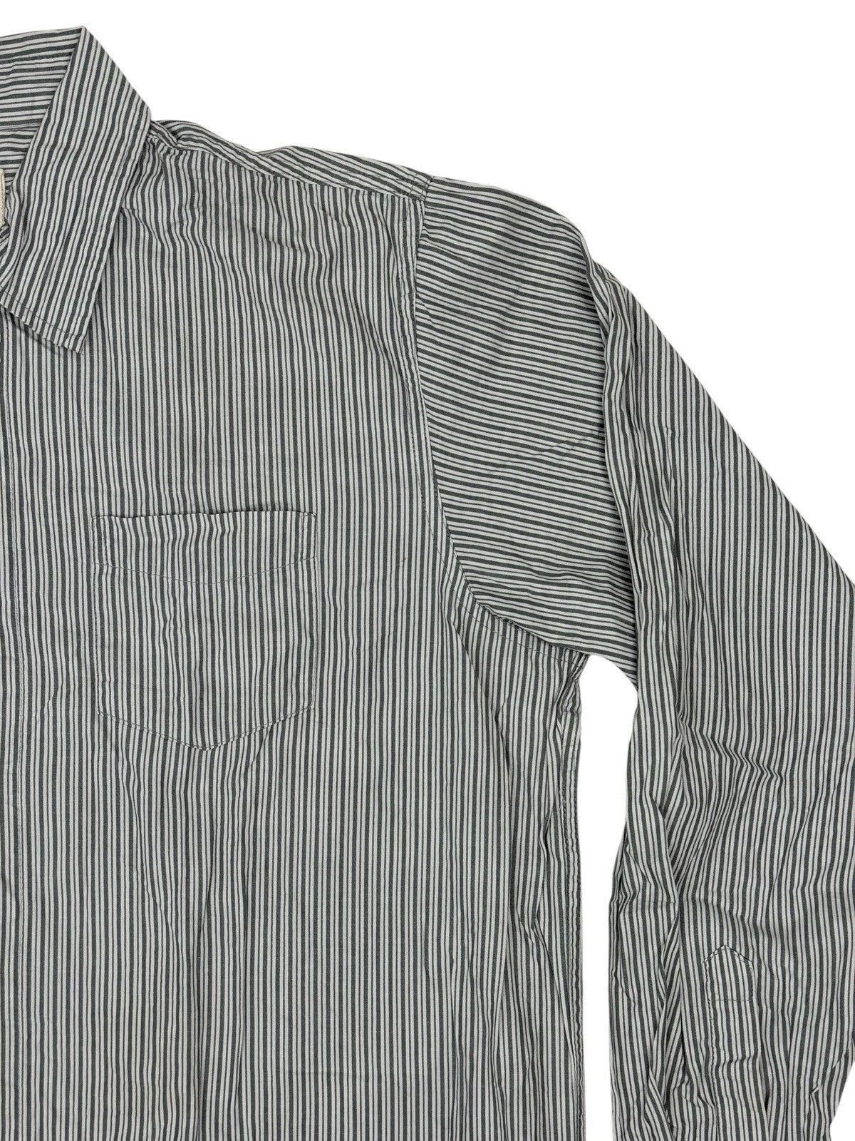 Wrangler Grey Striped Collared Cotton Shirt XL