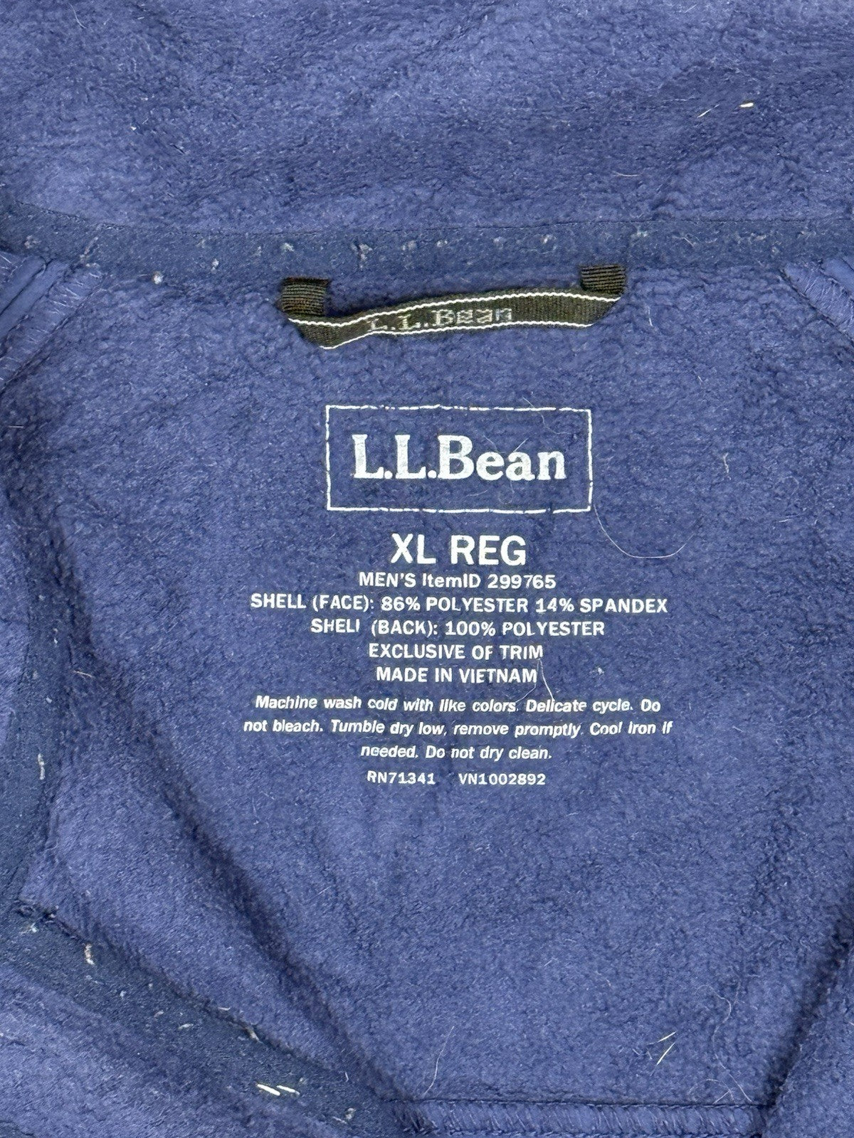 LL Bean Blue Softshell Fleece Lined Jacket XL