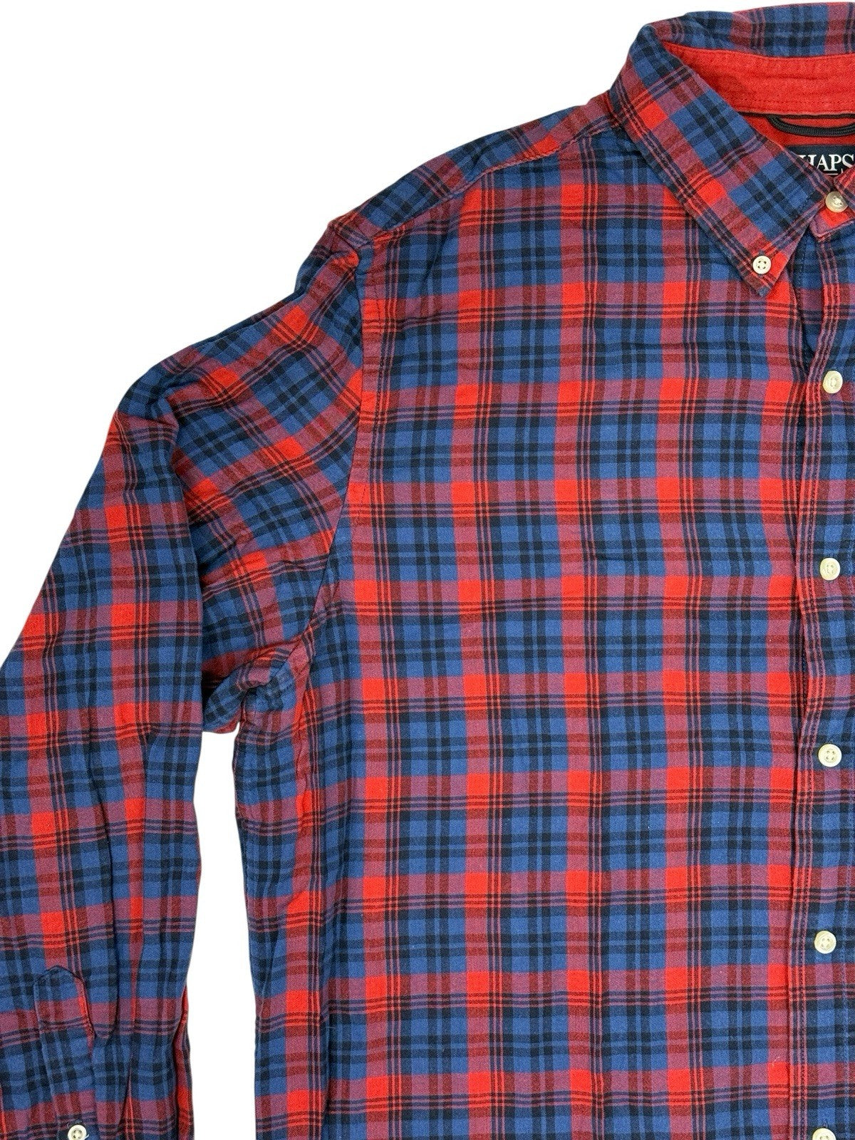 Chaps Retro Blue Plaid Cotton Collared Shirt XL