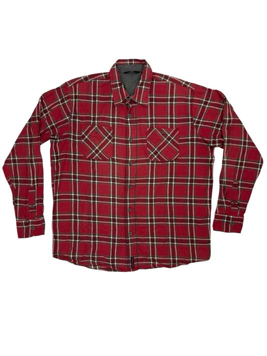 Wrangler Red Plaid Cotton Collared Shirt Large