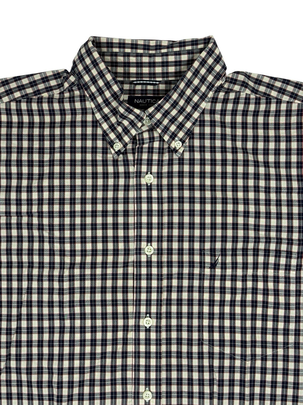 Nautica Retro Multicoloured Plaid Cotton Collared Shirt XL