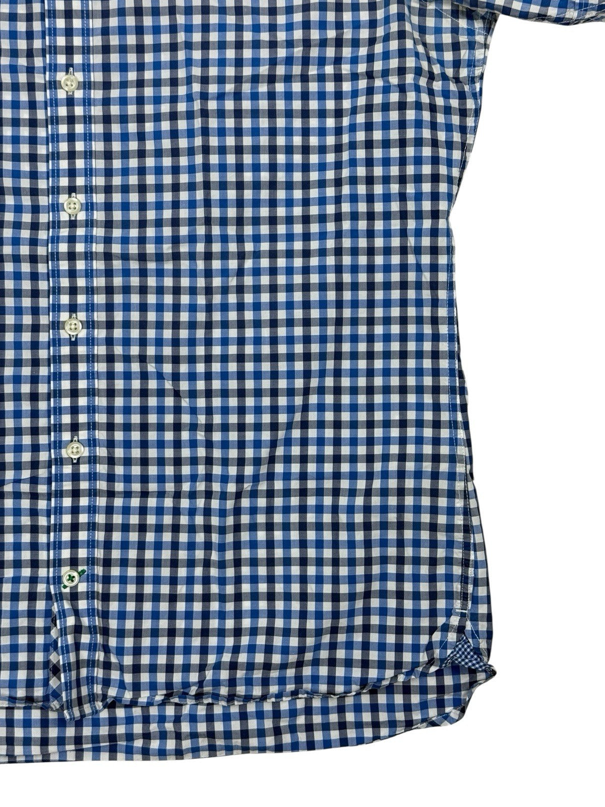 Tommy Hilfiger Blue Check Custom Fit Short Sleeve Shirt Medium