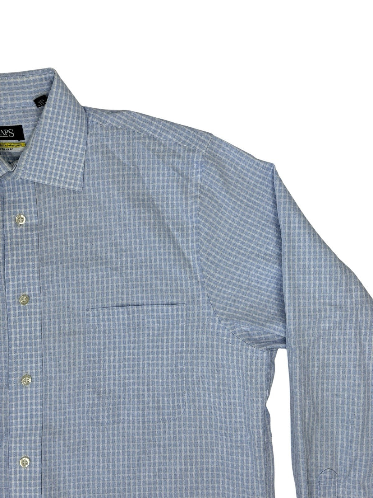 Chaps Blue Check Long Sleeve Collared Shirt Large (16in Collar)