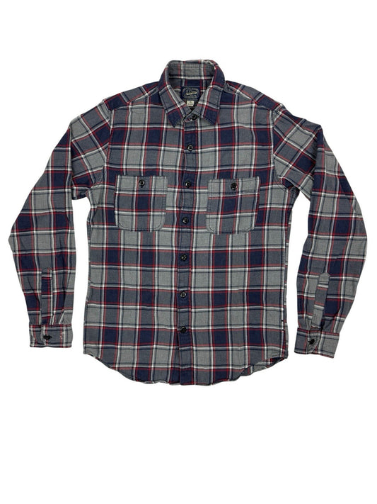 J Crew Retro Blue Plaid Slim Fit Collared Shirt Small