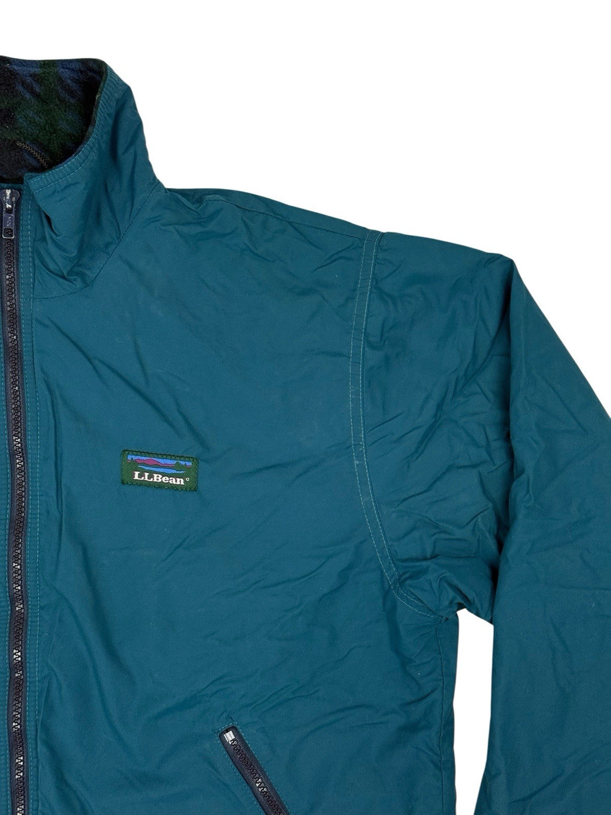 LL Bean Green Vintage Warm Up Zip Jacket Small