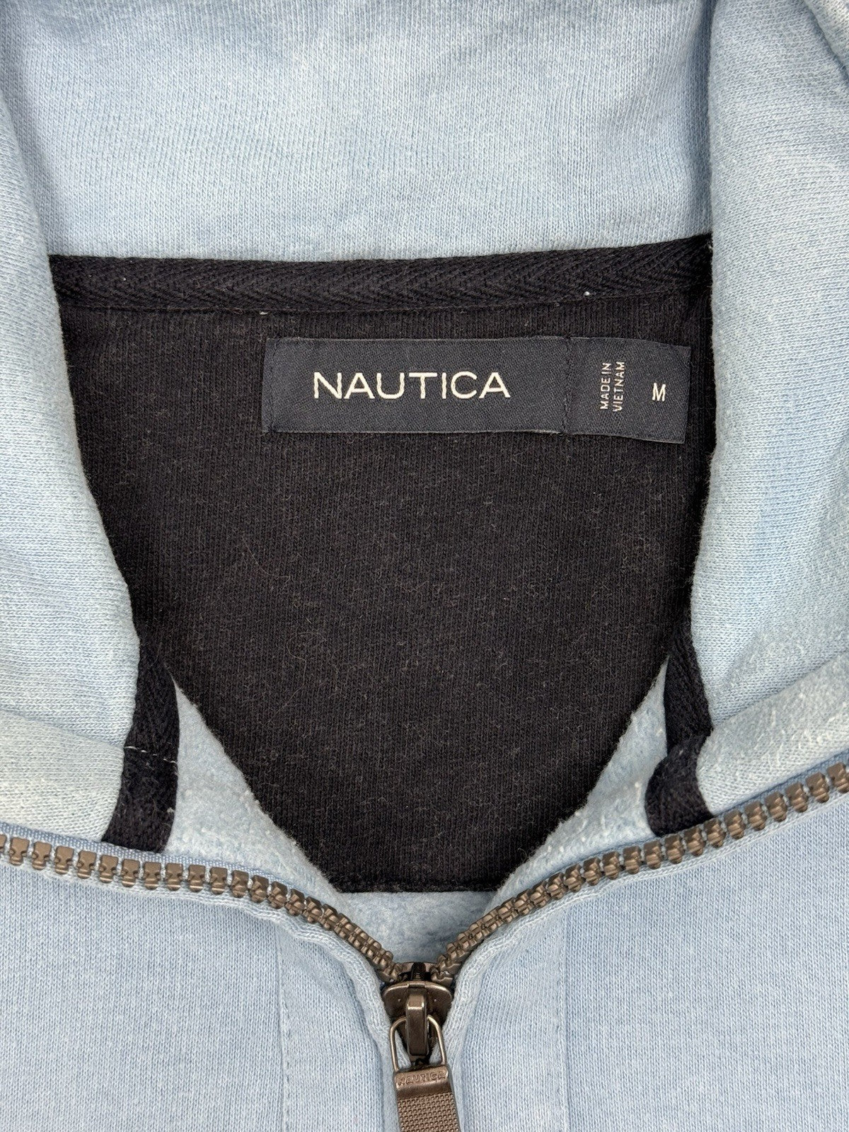 Nautica Light Blue Quarter Zip Embroidered Jumper Medium