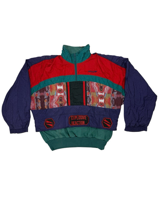 Adidas Vintage Explosive Reaction Patterned 1/4 Zip Jumper Small