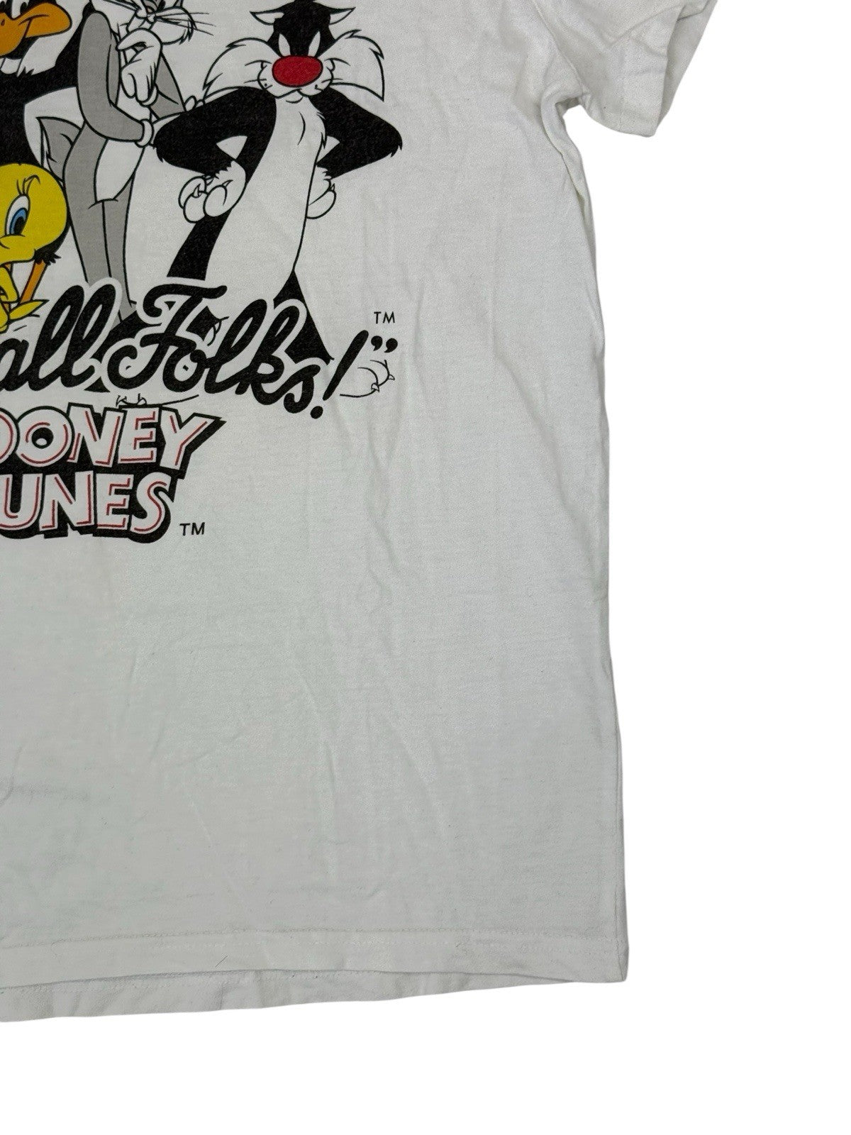 Looney Tunes White Printed That's All Folks Top Size 12-14