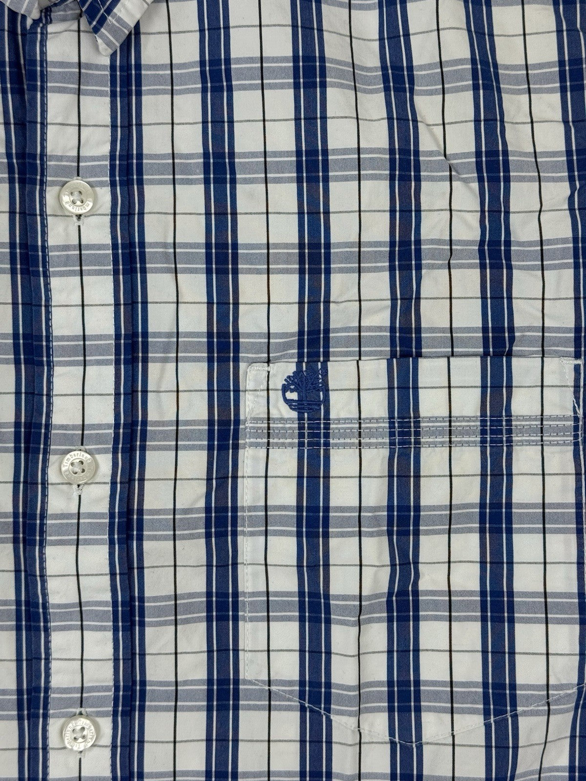 Timberland Blue Plaid Slim Fit Collared Shirt Medium