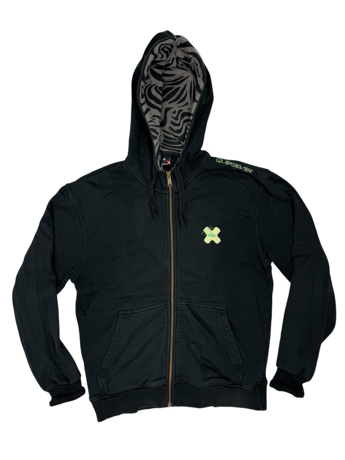 Quicksilver Black Zip Hoodie Jacket Medium
