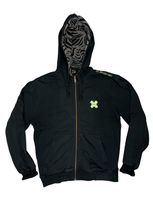 Quicksilver Black Zip Hoodie Jacket Medium