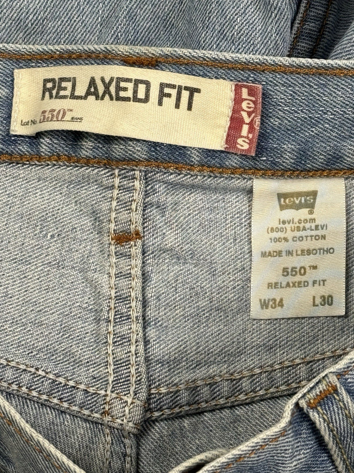 Levi's 550 Blue Relaxed Fit Denim Jeans 34W 30L