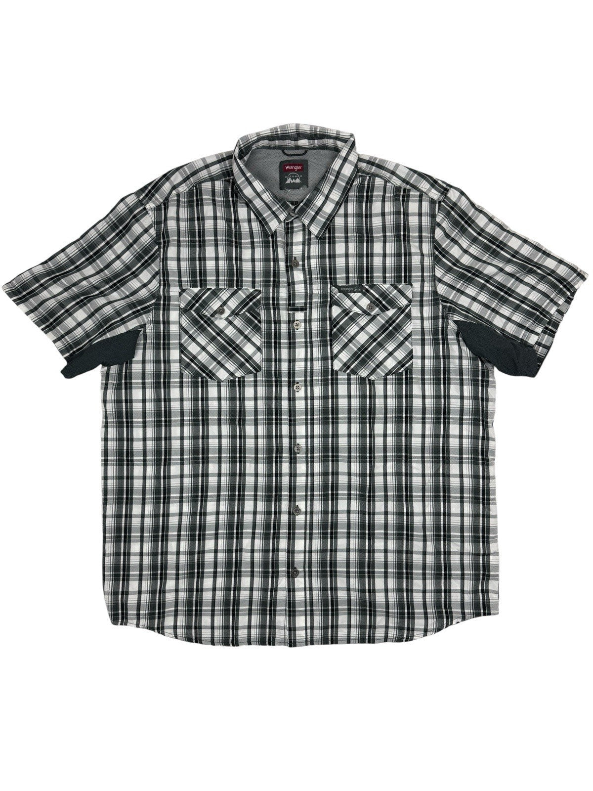 Wrangler Outdoor Grey Plaid Button Up Top XL