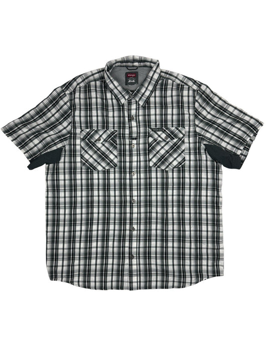 Wrangler Outdoor Grey Plaid Button Up Top XL