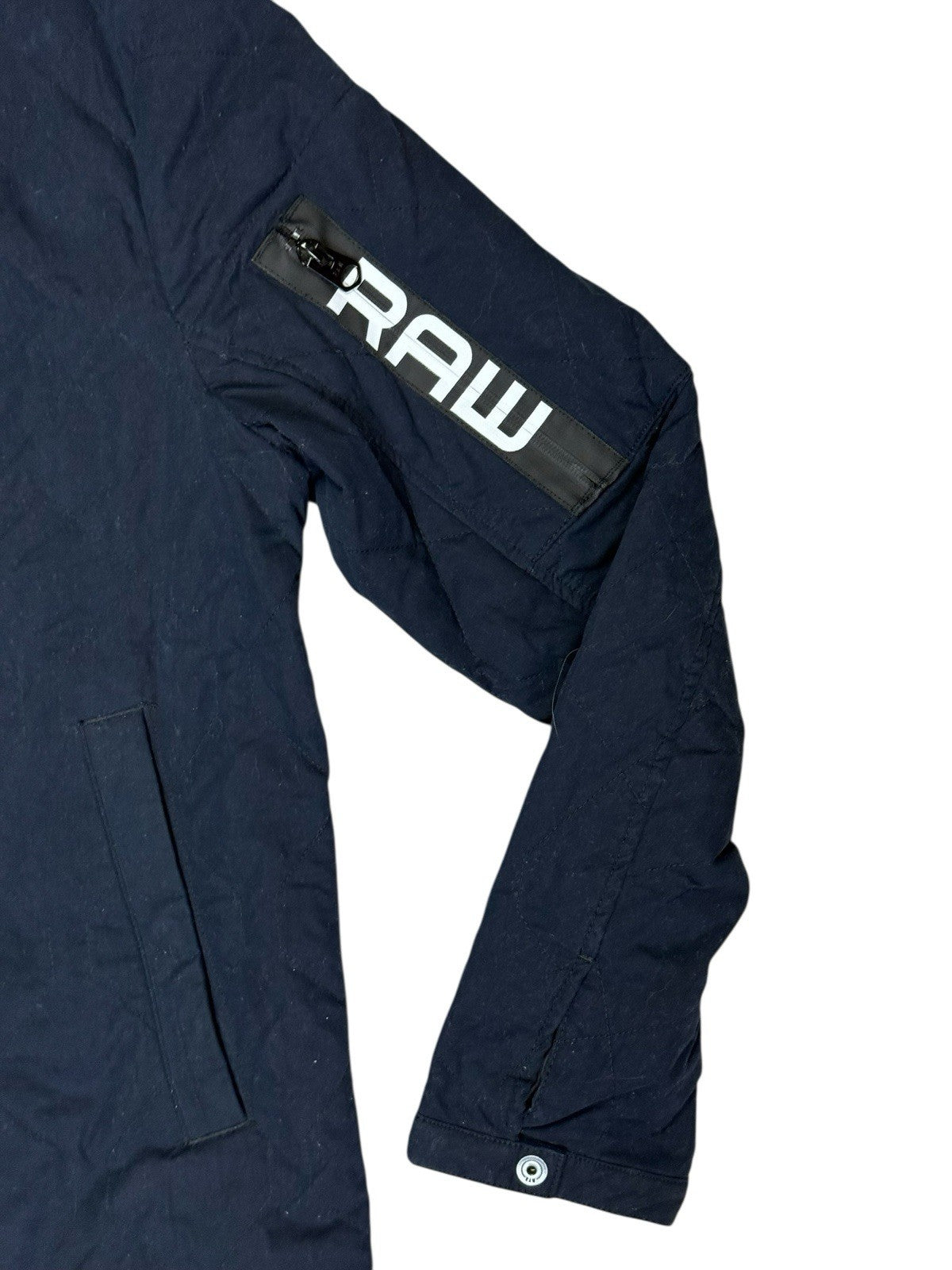 G Start Raw Blue Quilted Zip Bomber Jacket Medium