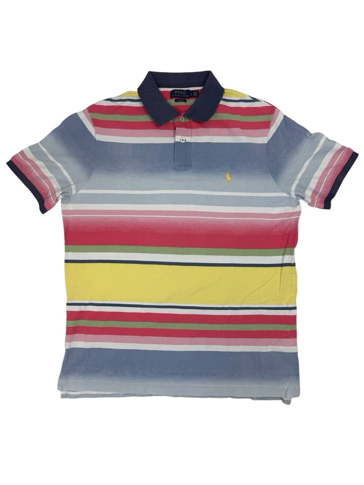Polo Ralph Lauren Multicoloured Striped Classic Fit Polo Top Size Large