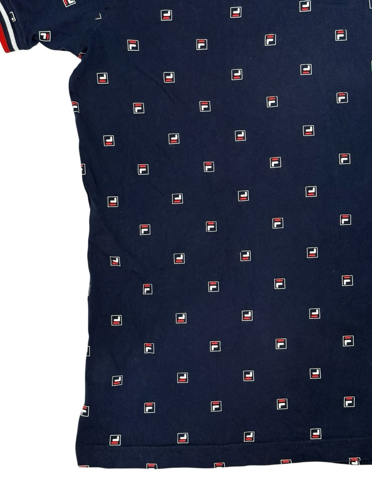 Fila Blue Cotton All Over Logo Polo Top 2XL