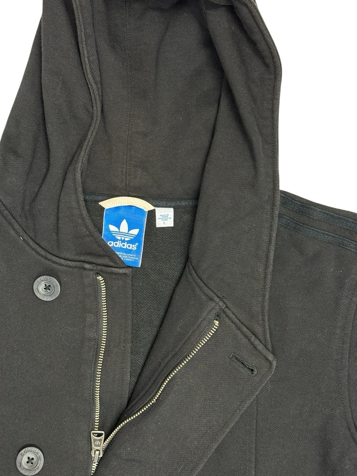 Adidas Black Hooded Coat Large